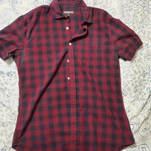 Red Plaid Short Sleev Button Down